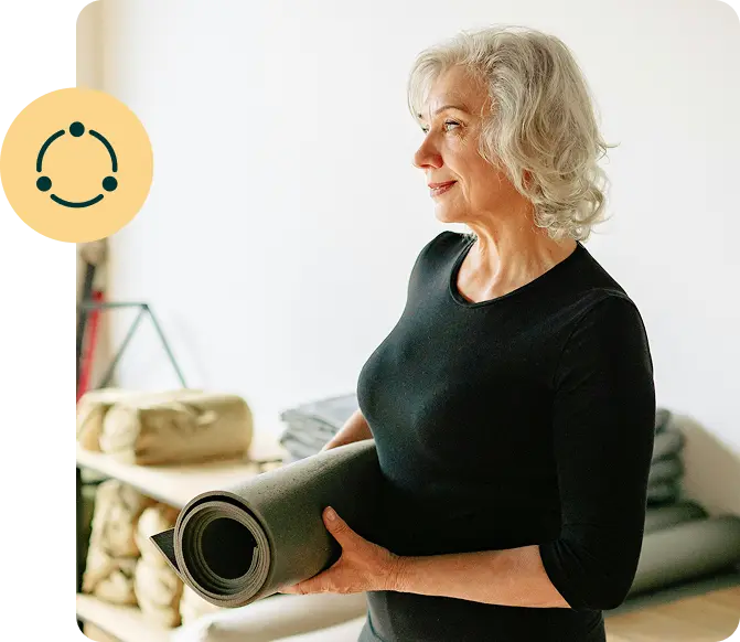 Woman with yoga mat